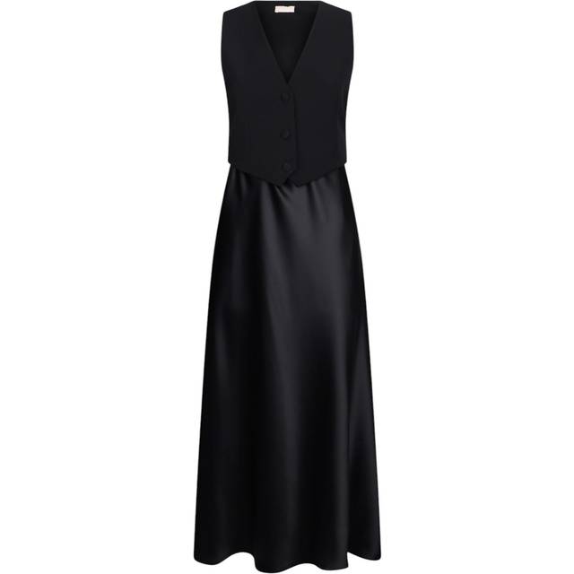 Long Satin Dress with Vest