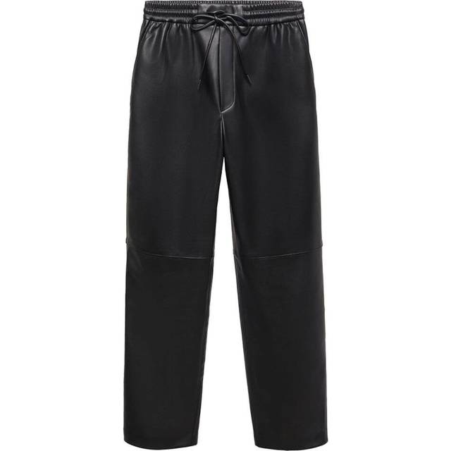 MANGO Leathereffect Elastic Waist Trouse Dam Skinnbyxor Stl. S - Från Magasin - Black (S)