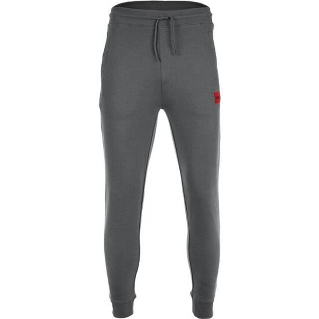 HUGO Doak212 Red Patch Logo Cuff Joggers - Grey, Open Grey, Size Xl, Men - XL