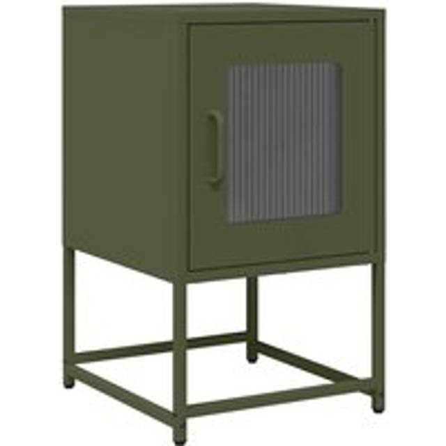 vidaXL Bedside Cabinet Olive Green 36x39x60.5 cm Cold-rolled Steel