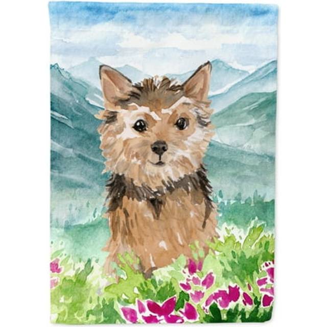 Caroline's Treasures CK1971GF Mountian Flowers Norwich Terrier Garden Flag  Multicolor