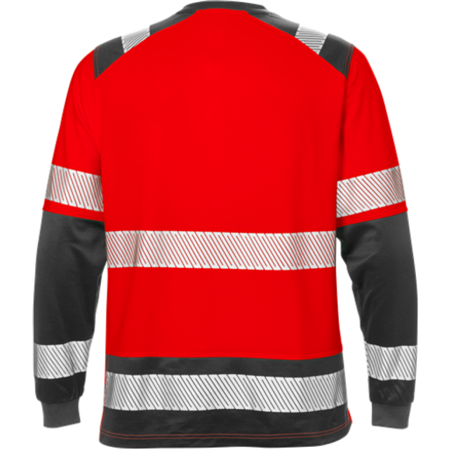 Fristad T-shirt 7457 thv lång ärm klass 2 (Kulör: Varselröd/Svart Storlek: S)