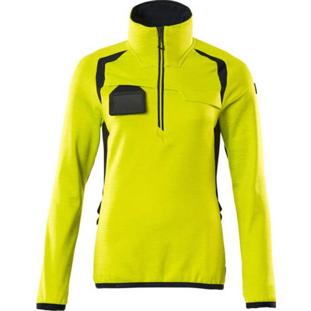 Mascot 19353-316 Women's Accelerate Safe Fleece Jumper with Half ZIP - Hi-vis Ye - Hi-vis Yellow/Dark Navy