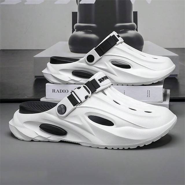 SHEIN Men&#39;s EVA Soft Sole Height Increasing Beach Resort Indoor Non-Slip High Quality Detachable Dual-Color Hole Hole Sandals, For Summer And Autumn
