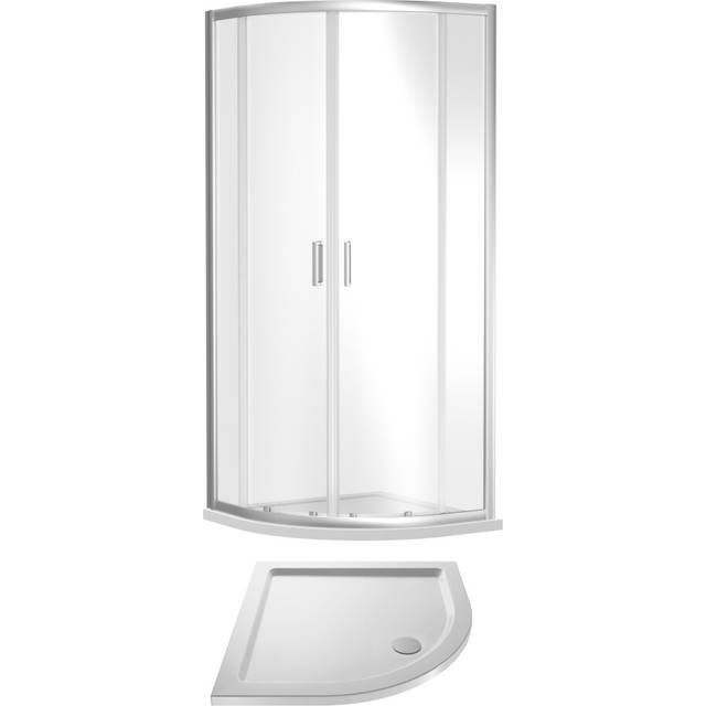 6mm Toughened Safety Glass Quadrant Shower Enclosure and Resin Shower Tray - 900 x 900 x 1900mm - Chrome Frame - White Tray