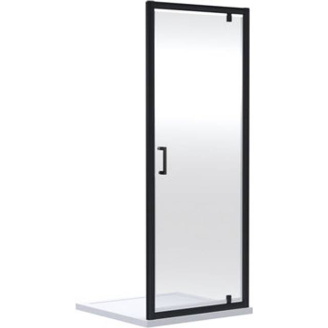 Ruwa 6mm Toughened Safety Glass Reversible Pivot Shower Door - 1900 x 800mm - Matt Black - Balterley