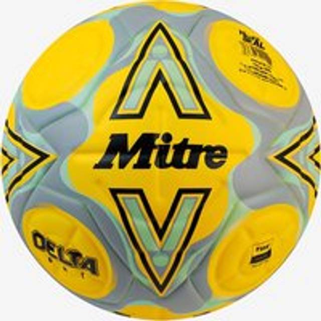 Mitre Delta Football | Mycket hållbar | Förbättrad noggrannhet och konsekvens, Fluo gul/svart/cirkelgrå, 4