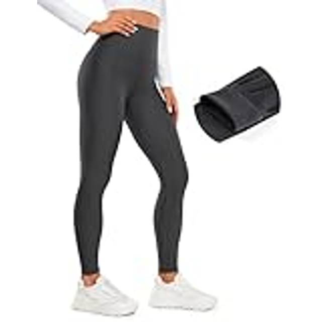 CRZ YOGA Thermal Fleece Lined Leggings Women 28'' - Winter Warm Workout Hiking Pants High Waisted Yoga Tights Full Length Mysterious Grey Small