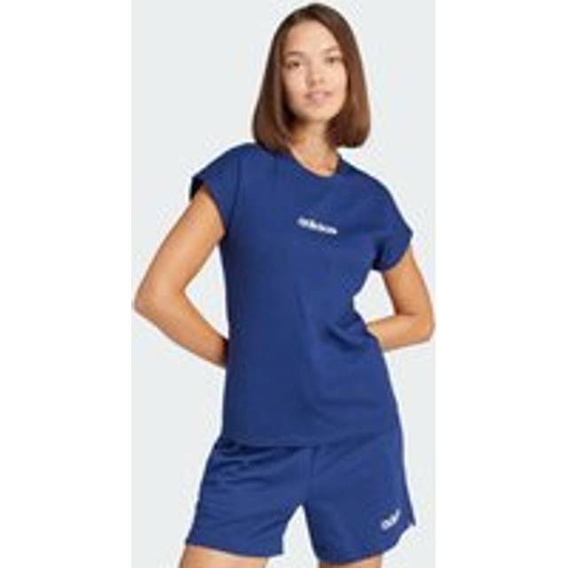 Adidas Adidas Essentials Linear Cotton T-shirt Sportswear Dark Blue / White - XXS