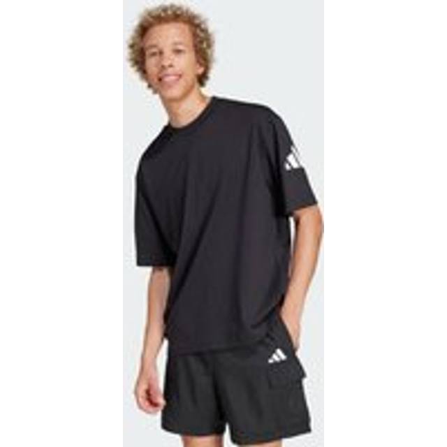 adidas performance – Essentials – Svart och vit, ledig t-shirt med logga med tre block-Svart/a