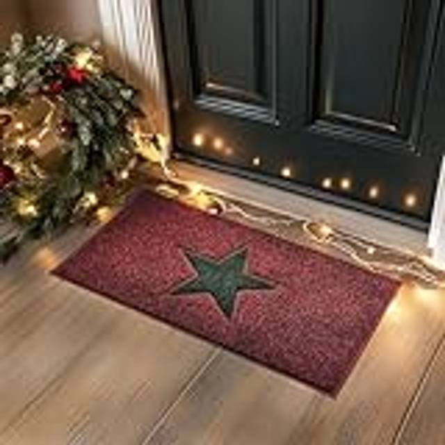 (75cm x 44cm) Christmas Star PVC Spaghetti Doormat