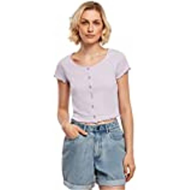 UC Ladies UC Cropped Button Up Rib Tee Light Purple / 5XL T-shirt
