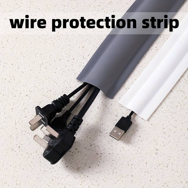TEMU Heavy-duty Adhesive Pvc Cable Protector - Prevents , Organizes Wires, For Floors & Walls