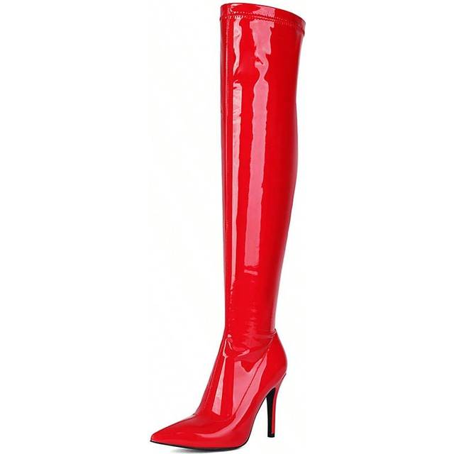 SHEIN Red High-Heel Over-The-Knee Boots