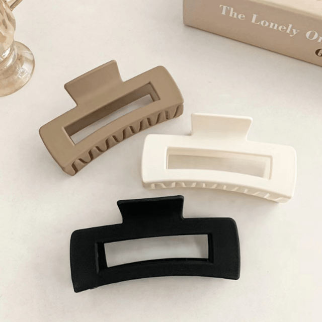 SHEIN Hair Claws,Square Claw Clips,Big Neutral Rectangle Hair Non-Slip Matte Large Clips For Women,Strong Hold Jaw Clip Thick Thin,Party Decorations Hair St
