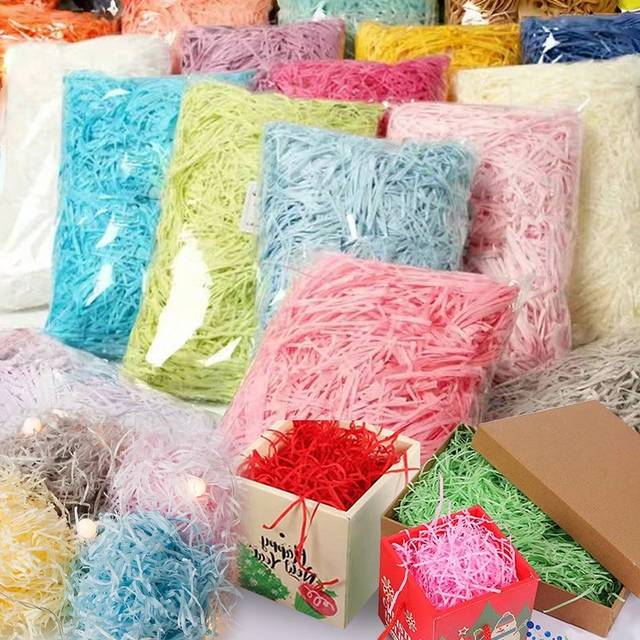 SHEIN 50/100g Colorful Shredded Crinkle Cut Tissue Paper Raffia DIY Wedding Birthday Party Candy Gift Box Filler Wrapping Packaging Christmas Home Decoratio