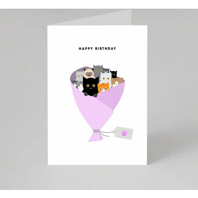 SHEIN Cats Bouquet Birthday Card, Funny Birthday Greetings, Funny Birthday Cards, Birthday Gift For Girlfriend, Boyfriend, Husband, Wife, Her, Him, Birthday