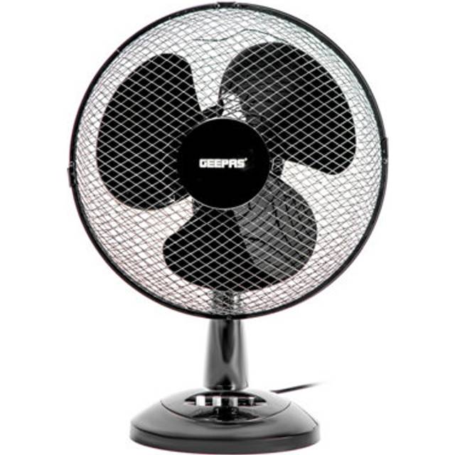 12-Inch Oscillating Black Table Fan with 3 Speed Settings