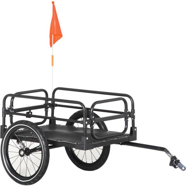 Homcom Bicycle Cargo Trailer W/ Suspension, 2 Wheels, Black, Black