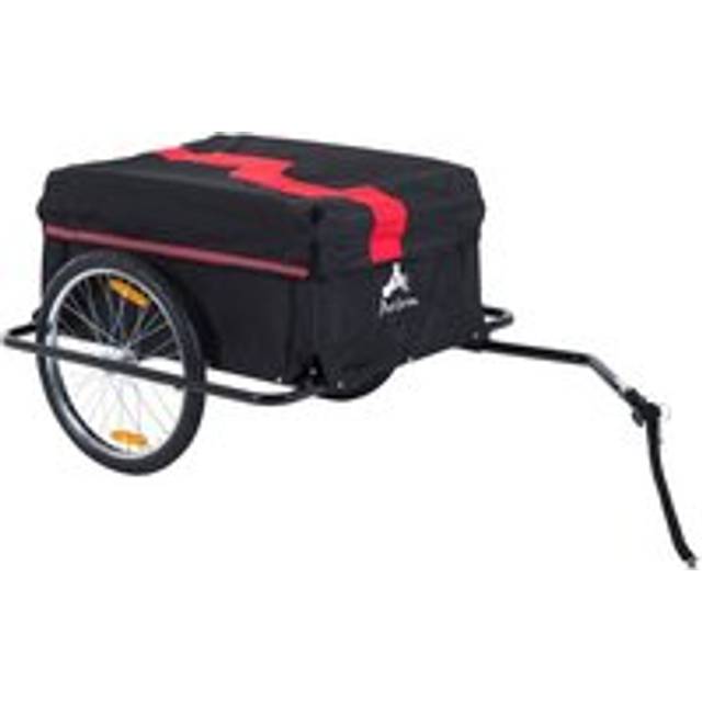 Bike Trailer Folding Cargo in Steel Frame Extra Bicycle Storage Carrier W/Removable Cover & Hitch-Red/Black - Alpine Spirit | TJ Hughes Black