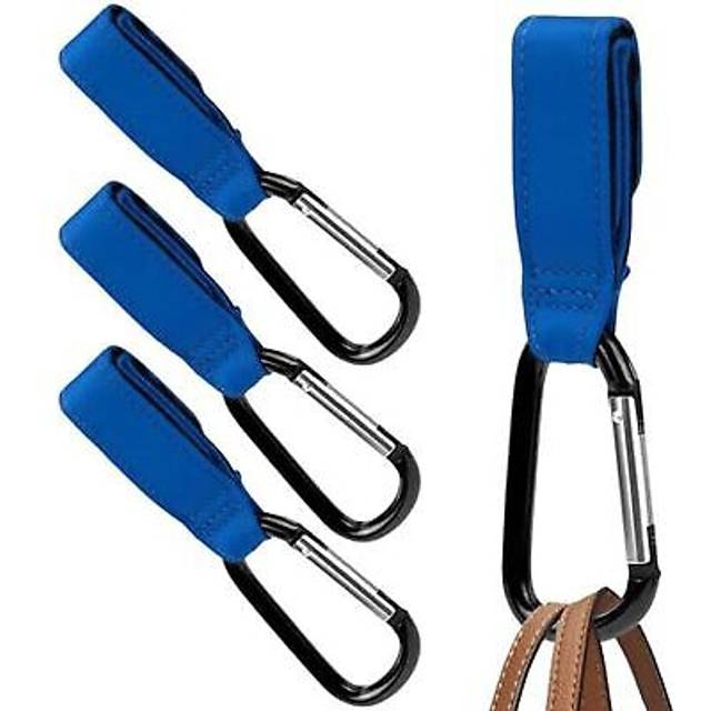 4 Pack Stroller Hooks for Bags to Organize Your Day Out - Secure Hold Velcro Stroller Hooks for Hanging Bags - Easy to Attach Stroller Clips for Bags