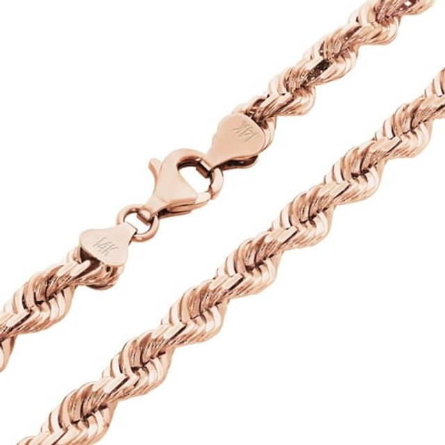 10k rose gold mens 6mm diamond cut rope chain necklace italian made 18"- 30"