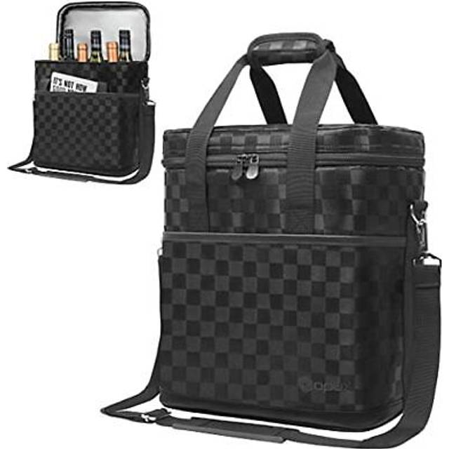 OPUX 6 Bottle carrier Tote  Insulated Padded Wine cooler Bag for Travel Picnic  BYOB  Portable Leakproof Wine Tote Bag for Dinner  Party  christmas  W
