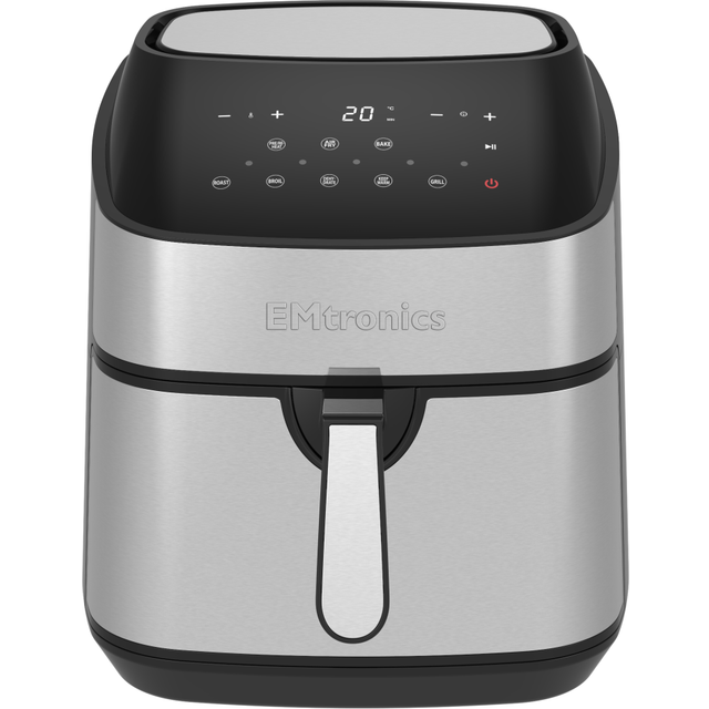 Emtronics digital large 9 litre air fryer with 99 minute timer - stainless steel