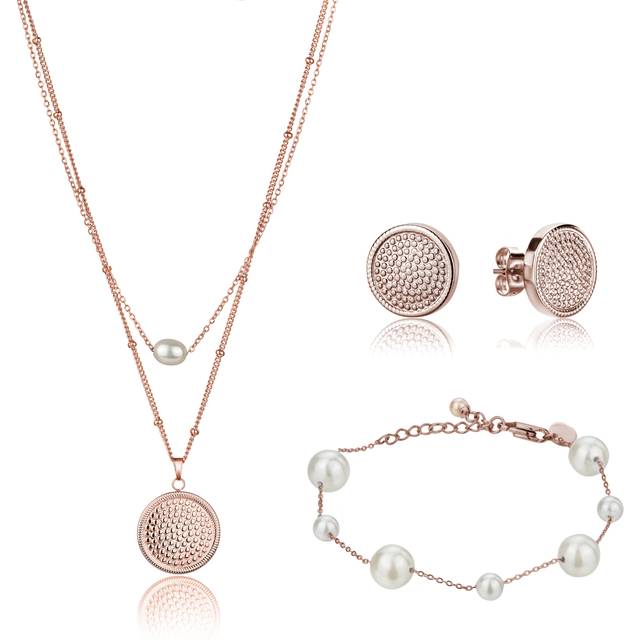 Necklace, bracelet and earrings set Isabella Ford Hilda Pearl - Rose