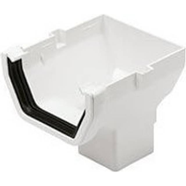 FloPlast 114mm White Square Line Gutter Stop End Outlet