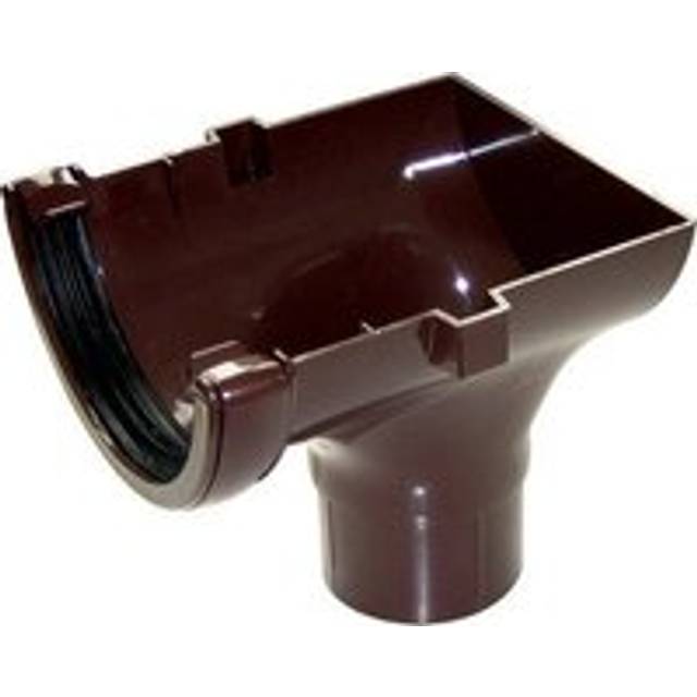 FloPlast Half Round Gutter Stopend Outlet - 112mm Brown