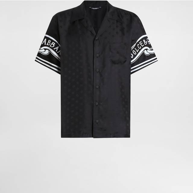 Dolce & Gabbana, Skjorta, Herr, L, Svart Button-Up Skjorta med Logotyptryck - black (L)