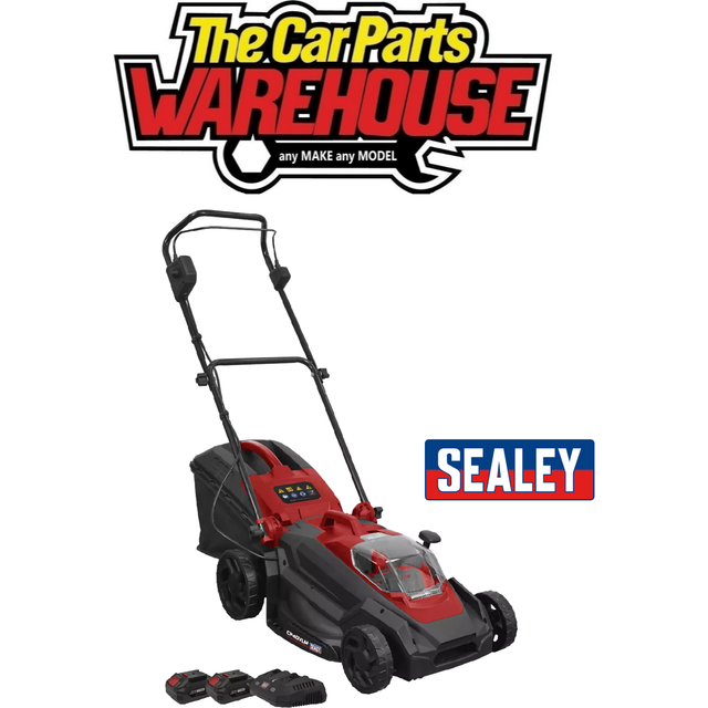 Sealey CP40VLM Twin 20v Cordless Rotary Lawnmower 400mm 2 x 4ah Li-ion Battery Charger