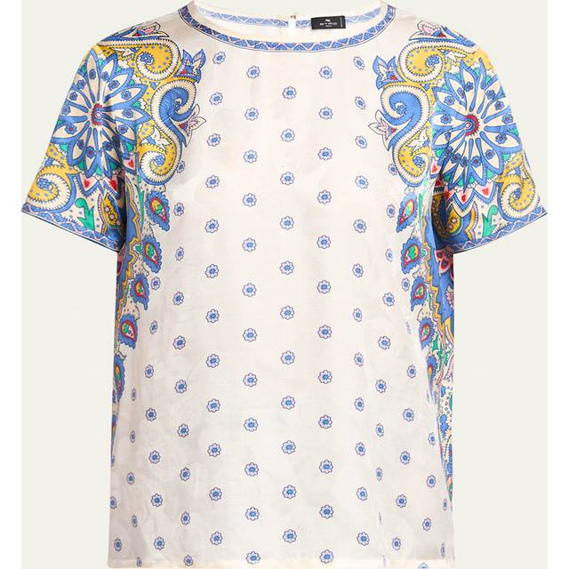 ETRO | Ivory Paisley print silk blend top | Women | 46 - ivory (46)