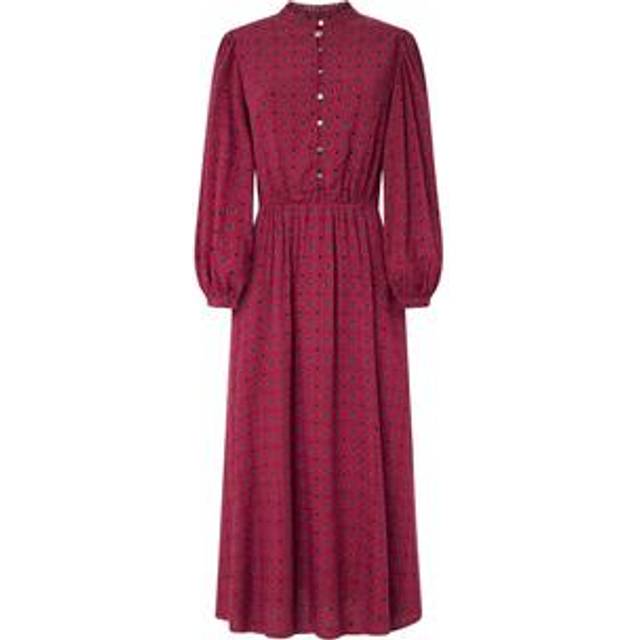 Pepe Jeans för kvinnor. PL953600 Omera klänning rödbrun (XS), Casual, Granat, Viskos, Lång ärm (XS)