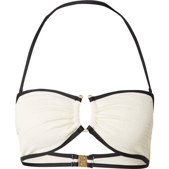 Beach Bound Ring Front Bandeau Bikini Top in Ecru - UK 8