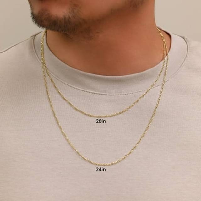 10k Real Yellow Gold 2mm-9mm Italian Figaro Link Chain Pendant Necklace 16- 30
