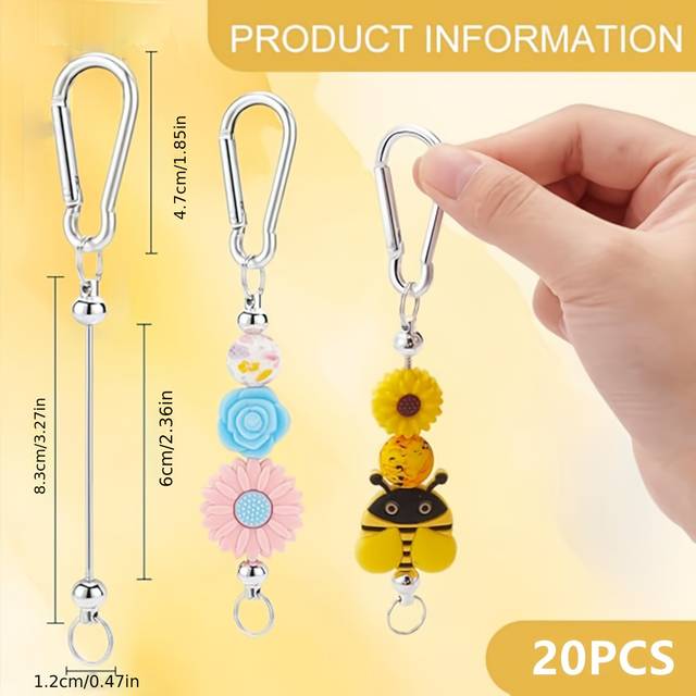TEMU 20-pack Vintage Style Iron Beaded Keychain Rods, Making Accessories, Handcrafted Bead Pendant Gifts, Christmas Thanksgiving Theme, No Power Required