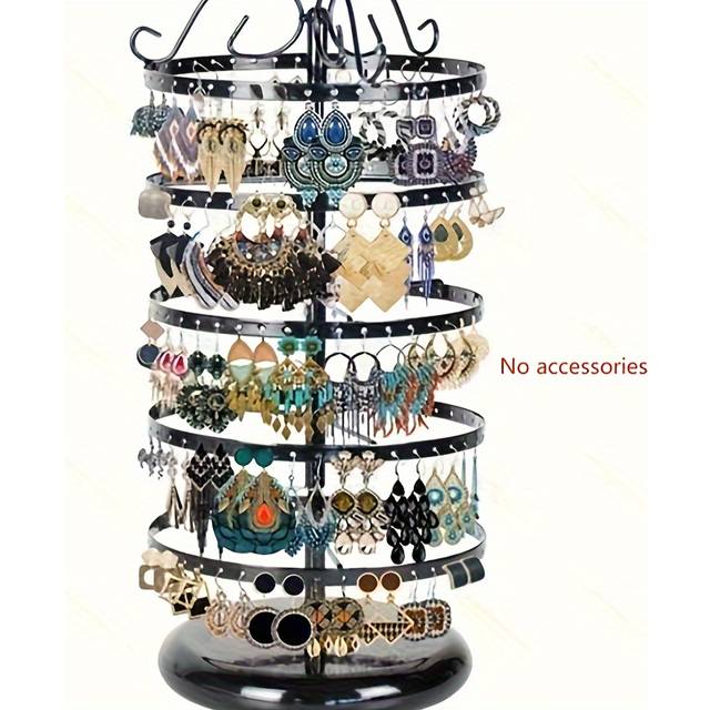 TEMU 1pc Metal 5-layer Rotating Jewelry Rack, Desktop Jewelry Studs Earrings Storage Holder, Adjustable Jewelry Organizer Display Rack, For Dresser Mall Window