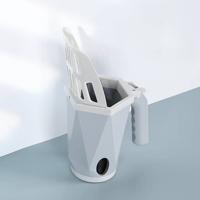 TEMU Large Capacity 2-in-1 Cat And Trash Bin - Durable Polypropylene, Space-saving Design With Integrated Storage, Portable Pet Cleaning Tool For Cats