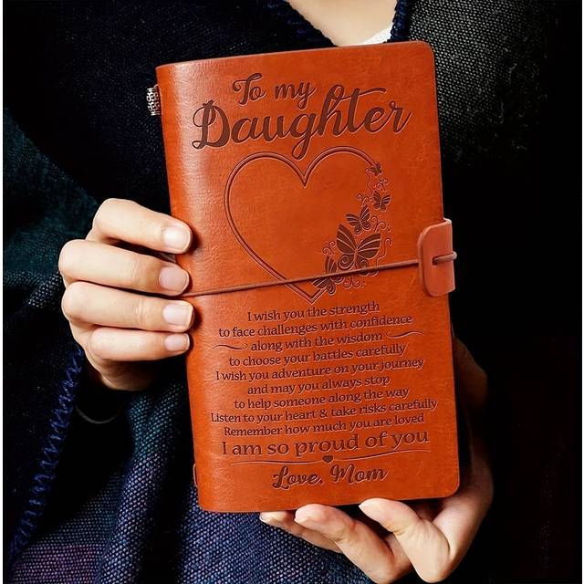 TEMU To My Daughter Leather Journal - Refillable Sketchbook, , Writing Notebook With 140 Pages, Keepsake Graduation And Back To School Gift, Christmas Present From Mom