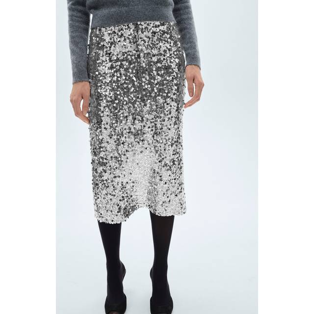 Mango Xjaviera Sequin Skirt, Silver
