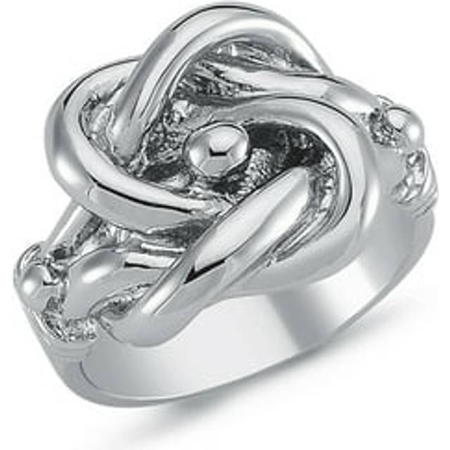 (W) Jewelco London Mens Rhodium Plated Sterling Silver Celtic Knot Love Ring 18mm