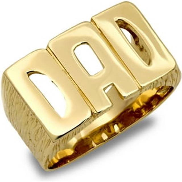 (R) Jewelco London Men's Solid 9ct Yellow Gold Barked Sides DAD Ring