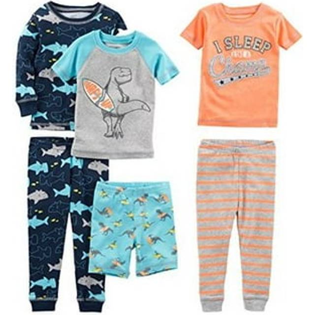 Simple Joys by Carter's Boys' 6-Piece Snug Fit Cotton Pajama Set  Dinosaur/Shark/Surfer/Stripe  18 Months