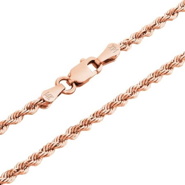 10k rose gold 2mm diamond cut rope chain pendant necklace mens women 16"- 30"