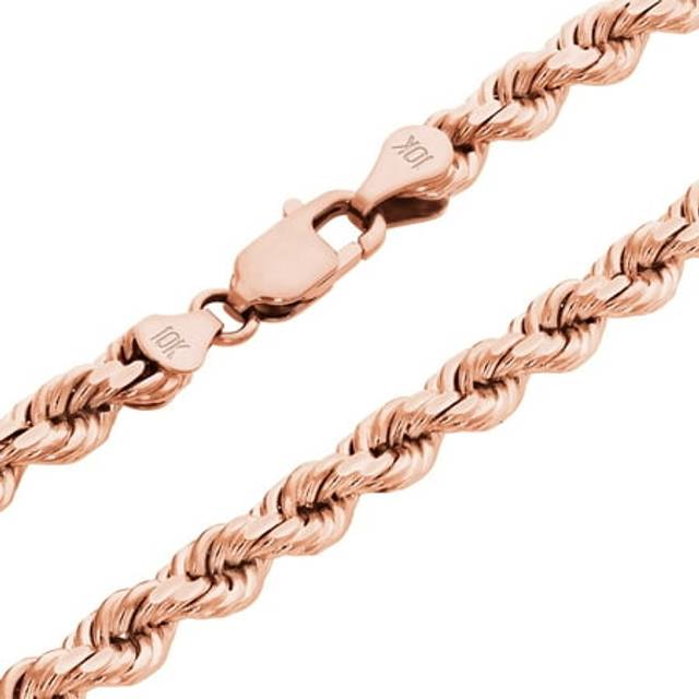 10k rose gold mens 5mm diamond cut rope chain necklace italian made 18"- 30"