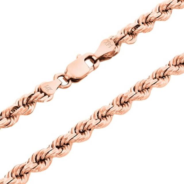14k rose gold 4mm diamond cut rope chain pendant necklace mens women 16"- 30"