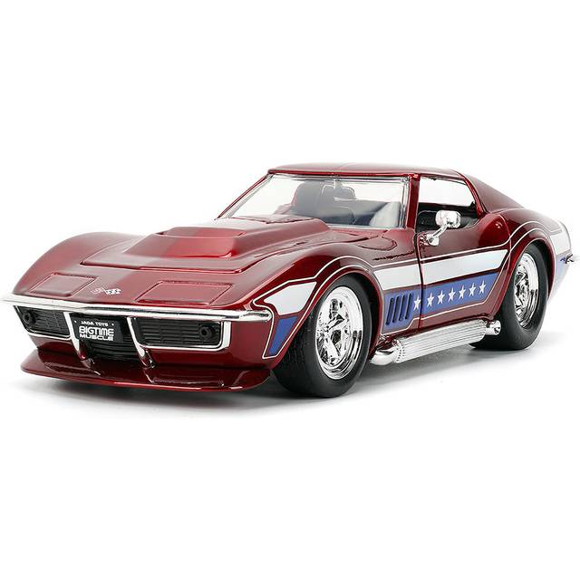 1969 Chevrolet Corvette Stingray ZL1 Red Metallic with Stars and Stripes Graphics "Bigtime Muscle" Series 1/24 Diecast Model Car by Jada