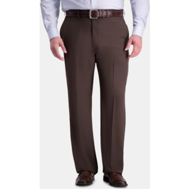 Haggar Men's Premium Comfort Classic Fit Flat Front Dress Pants-Regular and Big & Tall Sizes  Dark Chocolate BT  46W x 29L